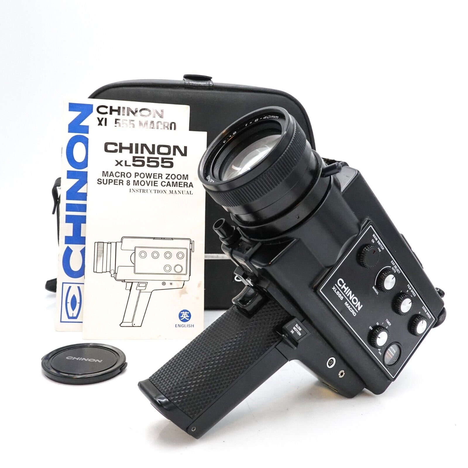 Chinon xl555 macro super 8 cine film camera & case - working - s8-7840