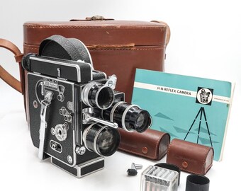 Paillard bolex h16 reflex rex4 16mm cine film camera & 16 / 50 / 75mm rx lenses