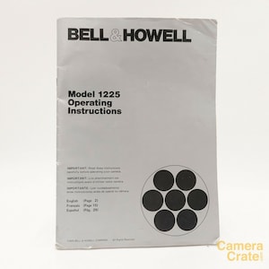 Bell & howell model 1225 super 8 cine film camera manual / instructions #ot-2188