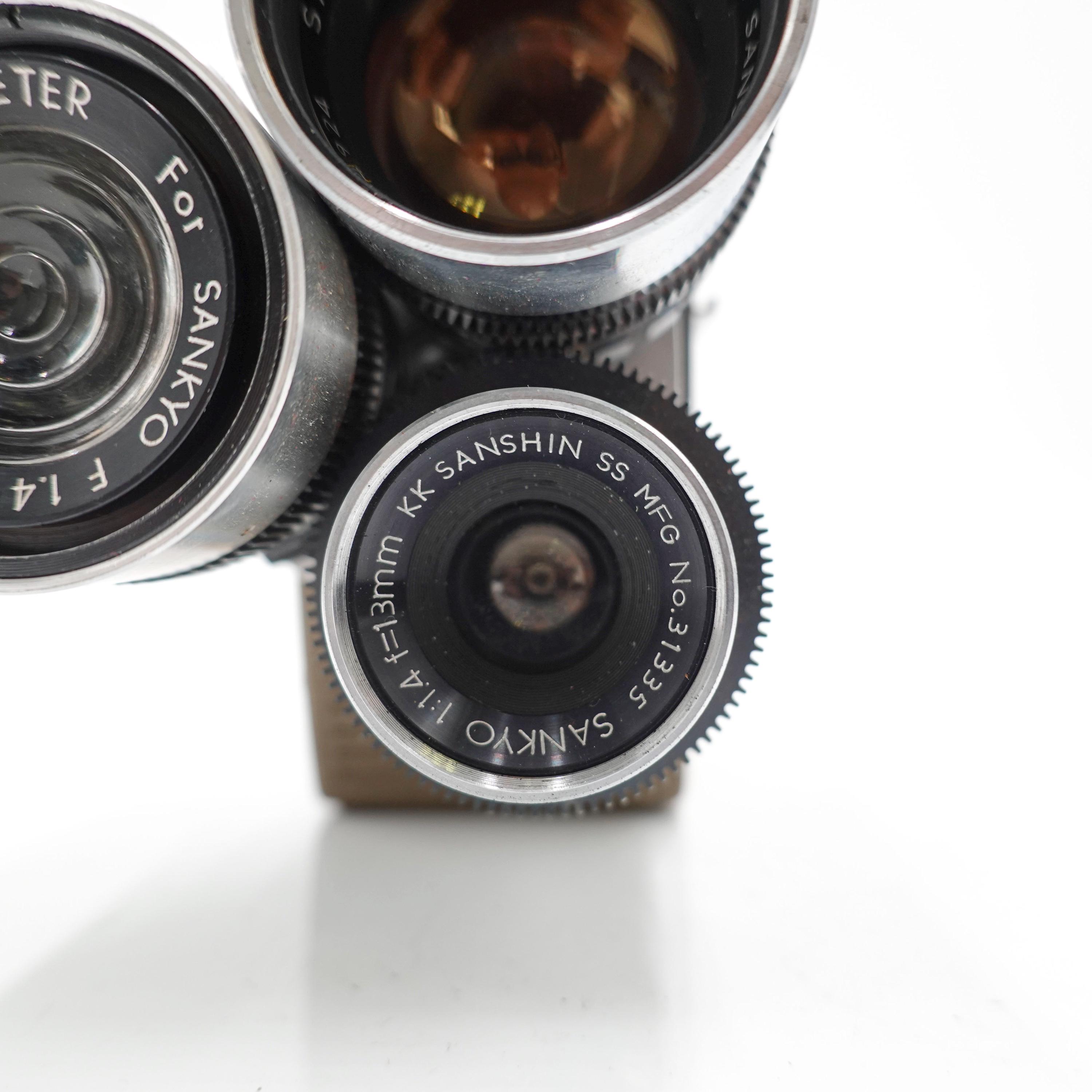 Sankyo 8-e 8e Double 8mm Cine Film Camera - 3 Lenses - Fully