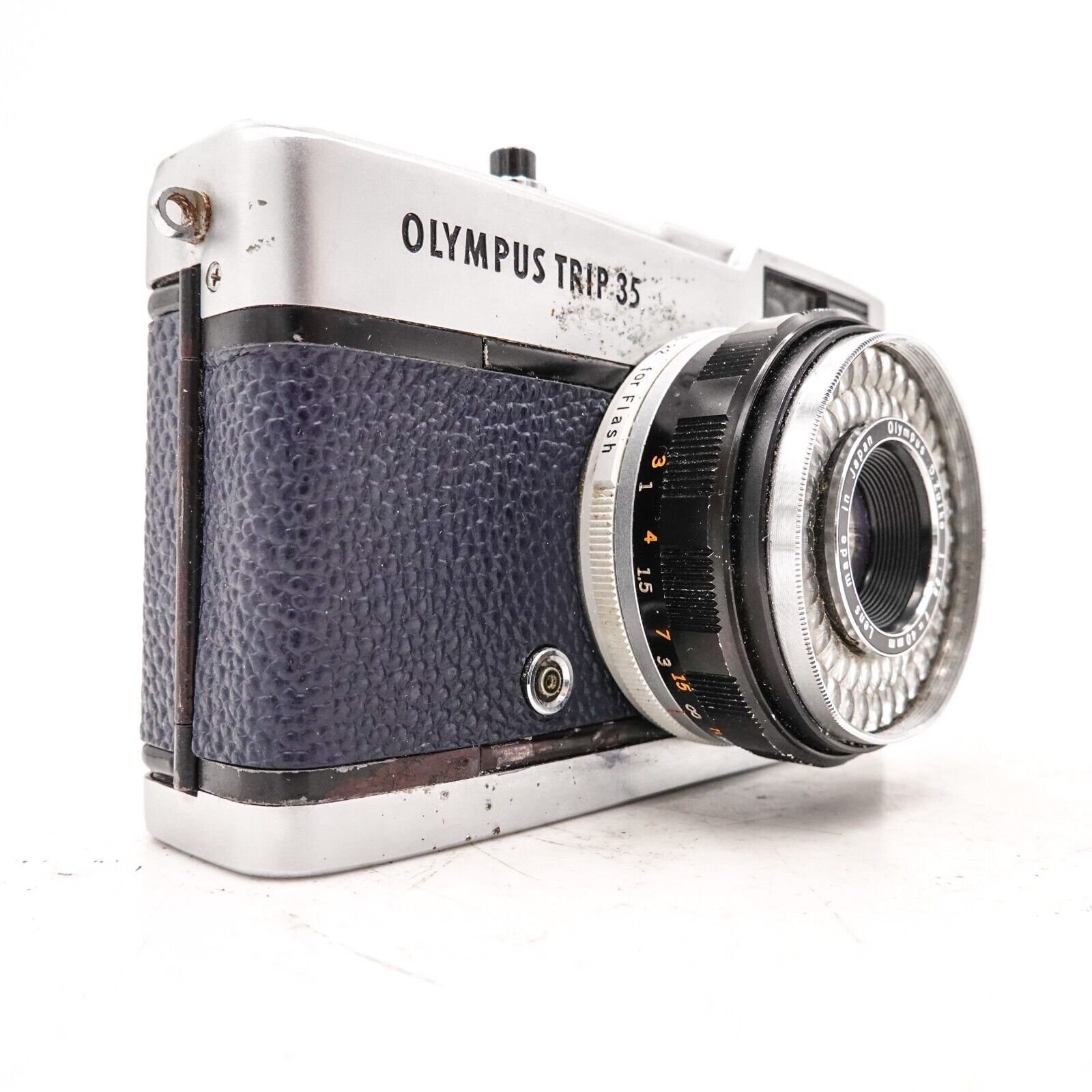 Olympus Trip 35 35mm Film Camera - Custom Navy Leather - Fully