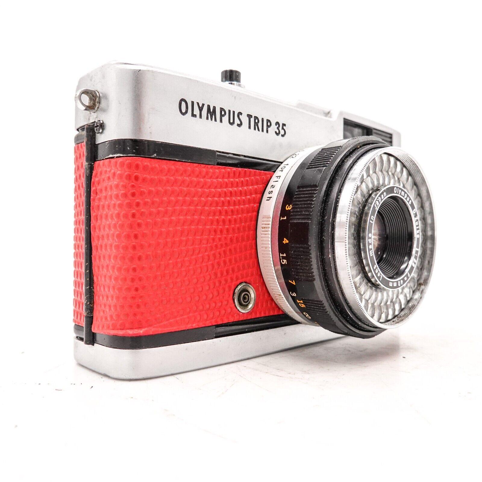 Olympus Trip 35 35mm Film Camera - Custom Red Leather