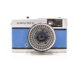 Olympus trip 35 35mm Filmkamera - angepasstes blaues Leder - voll funktionsfähig