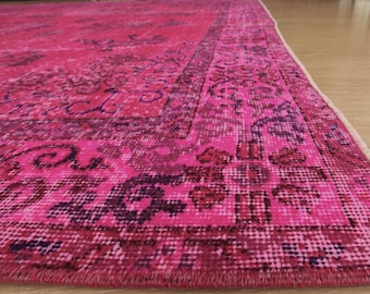 6x9 boho pink rug, wool oriental rug, 6'1" X 9'3"  woven area rug, D889N7850