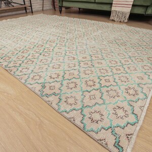 6x9 Geometric Contemporarily Beige Rug , abstract rug,  6&#39;1&quot; X 9&#39;1&quot; Faded  Area Rug,  D34N814