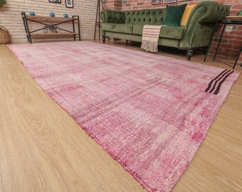 washable Muted Pink Vintage Hemp For Living Room , 5'11" X 10'11" bedroom kilim   D59N4512