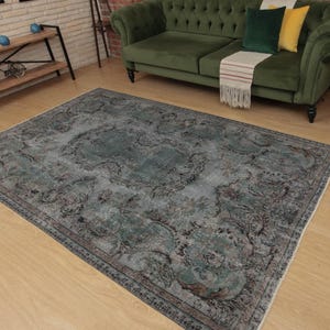 5x9 retro dining room rug, distressed rug, area rug , Turkish rug, 5&#39;5&quot; X 9&#39; woven rugs, D71N5450