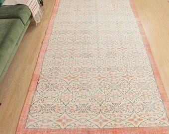 hand woven handmade area rug, 5'8" X 9'5" retro dining room carpet  D46N3176