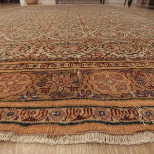 6x9 bed plan rug, minimal beige orange brown rug, 6&#39;5&quot; X 9&#39;3&quot;  Turkish  Rug, living room rug  D77N5925