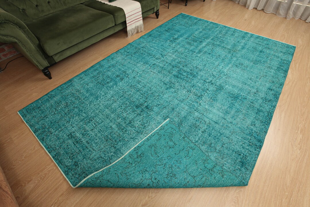 7x10 Faded Pattern Bed Plan Rug, Living Room Rug, Retro Rug , 6'7