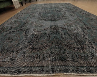 5x9 retro dining room rug, distressed rug, area rug , Turkish rug, 5'5" X 9' woven rugs, D71N5450