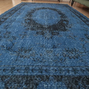 6x9 oriental dining room rug, wool rug, 5&#39;6&quot; X 9&#39;1&quot;, blue area rug, D60N4691