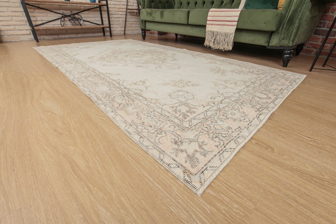 4x8 Farmhouse Rug, Beige Rug, Turkish Kitchen Rug, 4'5