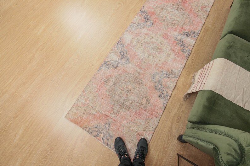 3x10 Vintage Red Beige Blue Runner Rug , 2'11 X 10'hallway Rug D39N3410