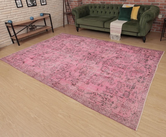 vintage pink area rug,  6'3" X 9'7"  Turkish Living Room Carpet  D91N7873