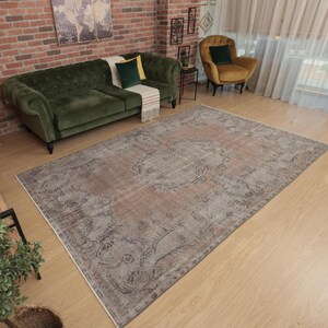 6x10 oriental living room rug, retro area rug,  6&#39;2&quot; X 10&#39; wool Turkish rug  D110N7347