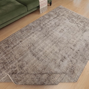 6x9 vintage  area rug , Distressed Rug , 5&#39;6&quot; X 8&#39;11&quot; Turkish Retro  Rug D84N7146