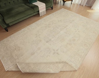 6x10 handmade bed plan rug,  retro bedroom  rug , 6'2" X 10' vintage Turkish rug  D85N6792