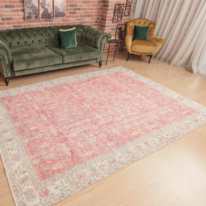 7x10 red home decor rug, floral rug,  6&#39;11&quot; X 10&#39;1&quot; retro rug, area rug,  D64N5475