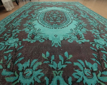 retro hand woven Turkish Area Rug, 6'1" X 10' Handmade Bedroom Carpet  D72N4908