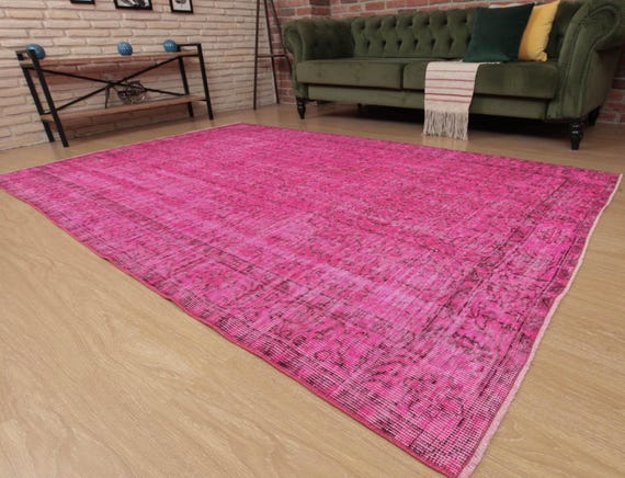 Distressed Pink Area Rug, 5'8" X 8'10" Turkish Living Room carpet , D89N7849