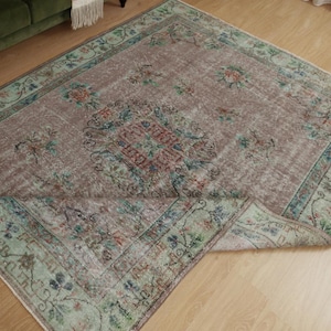 7x10 handmade bedroom rug, woven bed plan rug,   6&#39;11&quot; X 10&#39;2&quot;  Turkish Rug   D125N8868