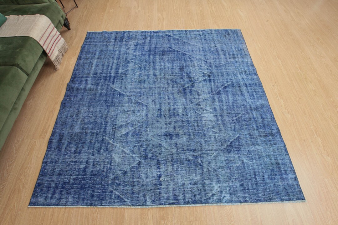 7x7 Square Blue Area Rug Dining Room Rug 6'11 X Etsy