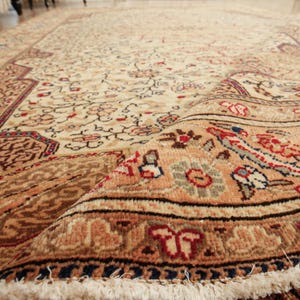 6x10 wool handmade rug, beige brown dining room rug, 6&#39;4&quot; X 9&#39;7&quot;  Bohemian Rug D140N9247