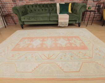 5x8  geometric handmade rug, retro bedroom rug, vintage rug,5'3" X 7'10" oriental rug, D52N4129
