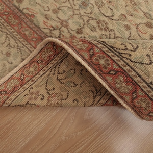 6x10 area rug, beige rug, home decor rug, wool rug, 6&#39;4&quot; X 9&#39;6&quot;  retro Rug , Vintage  Rug D80N5812