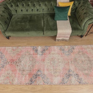 3x10  Vintage Red Beige Blue Runner Rug , 2&#39;11&quot; X 10&#39;Hallway rug D39N3410