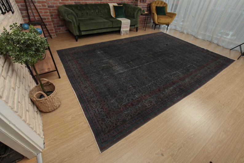 8x12 Wool Bedroom Rug Dark Deco Vintage Rug Turkish Rug Etsy