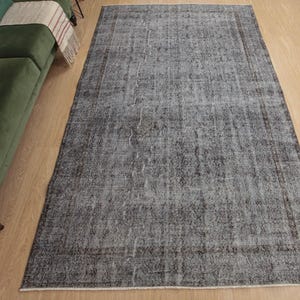 6x9 Kitchen Gray Rug,  Simple Pattern Gray Rug  , 5&#39;11&quot; X 9&#39;4&quot; Living Room Rug D36N3418
