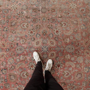 10x12 original Oushak area rug, pastel red rug for living room ,  9&#39;11&quot; X 11&#39;11&quot; bedroom rug, D124N8862