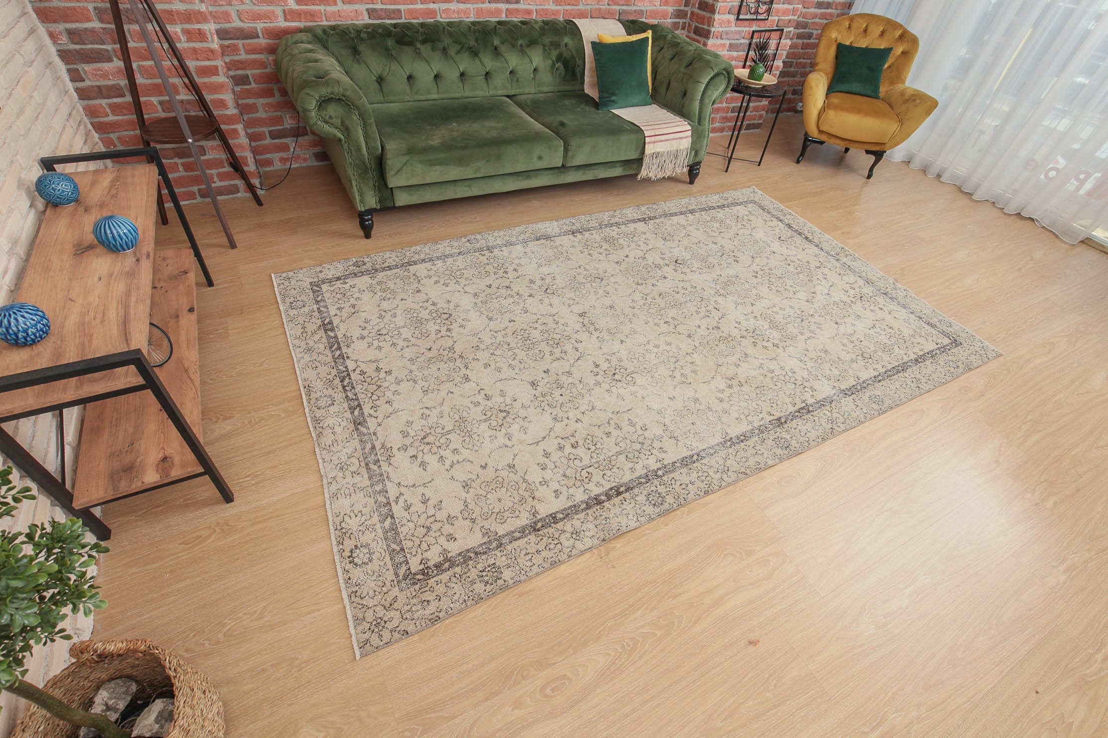 5'11 X 9'8 Antique Faded Area Rug Dining Etsy