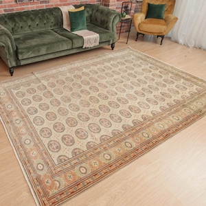7X10 rug for living room, home decor 70&#39;s rug, woven rug, 6&#39;7&quot; X 9&#39;6&quot;, bedroom rug, D60N2289