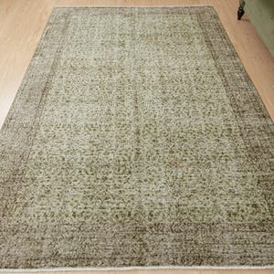 6x9  handmade area rug, green brown  vintage rug , 6&#39;3&quot; X 9&#39;1&quot; woven rug, D136N8793