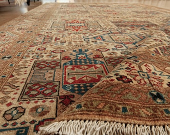 hand woven living room rug , vintage bedroom carpet in 6'5" X 9'9" , D141N9425