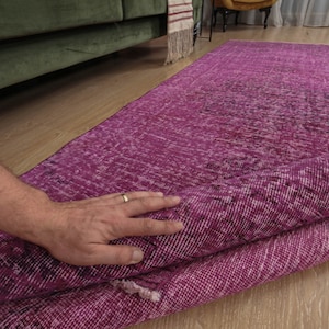 3x9 Pink Bathroom  Runner rug , Pastel  Corridor rug , 3&#39;3&quot; X 9&#39;1&quot; Turkish Hallway carpet ,  D31N2851