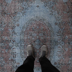 6x9 vintage bedroom rug, living room rug, 5&#39;6&quot; X 9&#39;3&quot; Turkish area rug, D92N7249