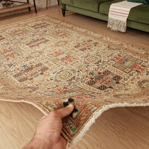 6x10  rug for living room, vintage wool rug, 6&#39;5&quot; X 9&#39;9&quot;  woven geometric rug D141N9425