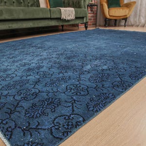 7x9 rug for living room, minimal floral bedroom rug, 6&#39;7&quot; X 9&#39;1&quot;, area rug, D60N4684