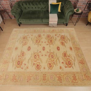 7x9 floral hand woven rug, home decor rug, rug for living room, 7&#39;1&quot; X 8&#39;6&quot; Turkish Area Rug , D51N4100