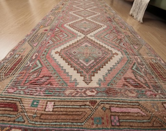 3x9 hand woven geometric runner  , wool hallway rug, 2&#39;11&quot; X 9&#39;4&quot; Corridor Runner D113N7607