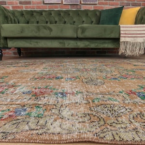 6x9 Floral Area Rug, Colorful Bedroom  Rug ,5&#39;7&quot; x 8&#39;9&quot; Vintage Turkish Living Room rug D2N2156