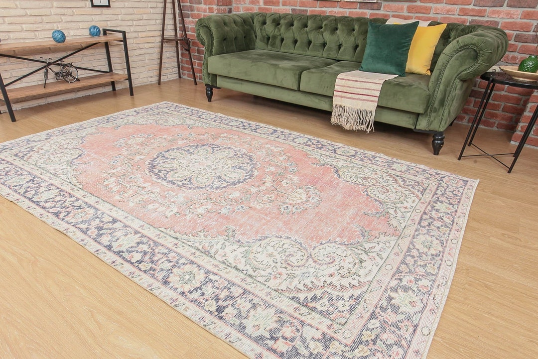 6x9 Hand Woven Living Room Rug, 6'2 X 9'1, Bedroom Rug, Wool Rug