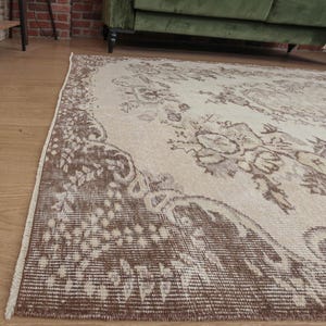 6x9  Vintage Turkish Area Rug ,5&#39;7&quot; X 8&#39;10&quot; Handmade Oriental Rug, beige brown rug D22N2940