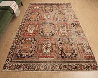 Geometric Vintage Area Rug, 5'11" X 8'8" Turkish Living room Carpet  D99NN889