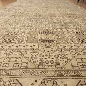 6x9 geometric living room rug, beige brown green rug, 6&#39;3&quot; X 9&#39;5&quot; distressed office rug, D104N8208