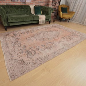 5x9 retro handmade rug, wool vintage rug, living room rug, 5&#39;5&quot; X 9&#39; Turkish Rug D52N4139